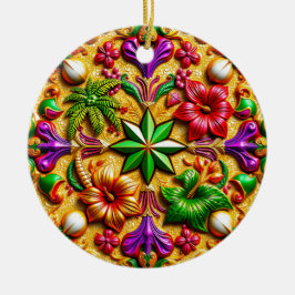 CHRISTMAS Lila Gelb Rot Grün 3D Keramik Ornament