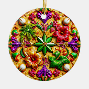 CHRISTMAS Lila Gelb Rot Grün 3D Keramik Ornament