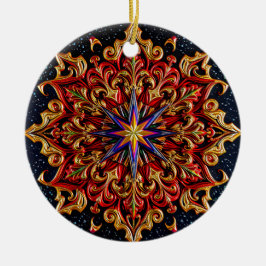 CHRISTMAS Lila-Gelb-Rot-Grün-3D-Star ~ Keramik Ornament