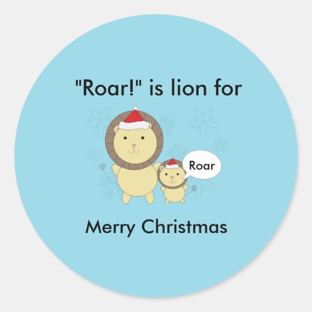 Christmas Lion Roar Snowflake Funny Personalisiere Runder Aufkleber (Vorderseite)