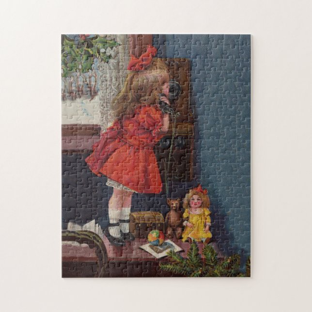 Christmas Little Girl Telefone Antique (Vertikal)