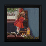 Christmas Little Girl Telefone Antique Geschenkbox<br><div class="desc">Dieses schöne Bild stammt aus einer antiken Weihnachtskarte,  die ein kleines Mädchen zeigt,  das ihren Weihnachtsanruf macht. Vintag und antik.</div>