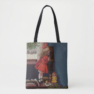 Christmas Little Girl Telefone Antique Tasche