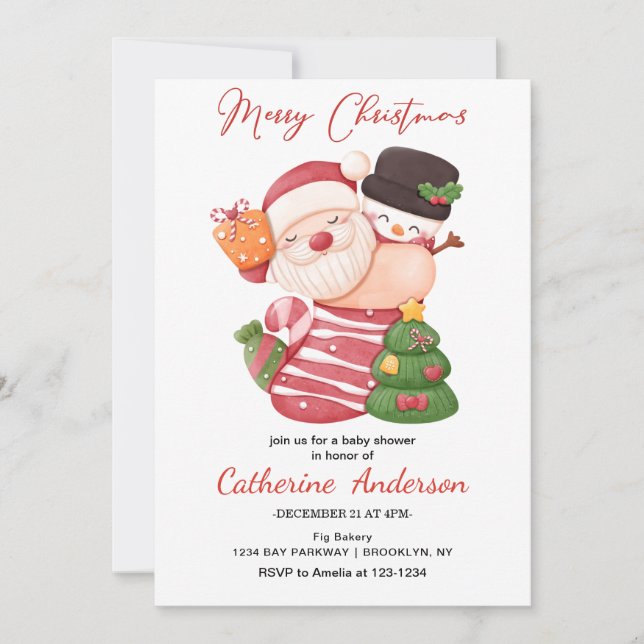 Christmas Little Santa Claus Baby Dusche Einladung (Vorderseite)