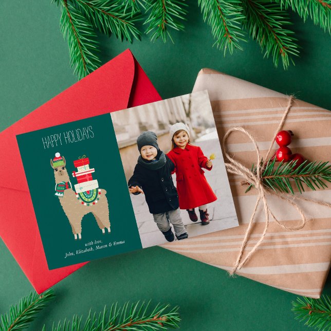 Christmas Llama Custom Foto Feiertagskarte (Von Creator hochgeladen)