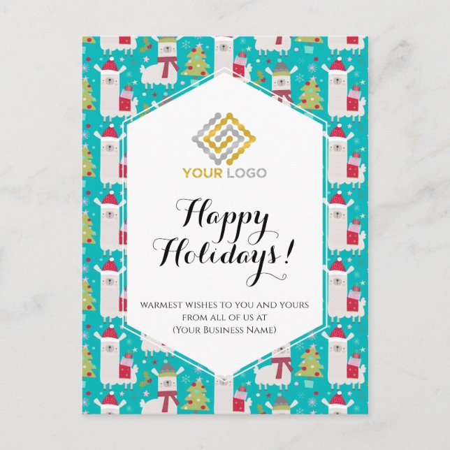 Christmas Llamas Logo Business Postkarte (Vorderseite)