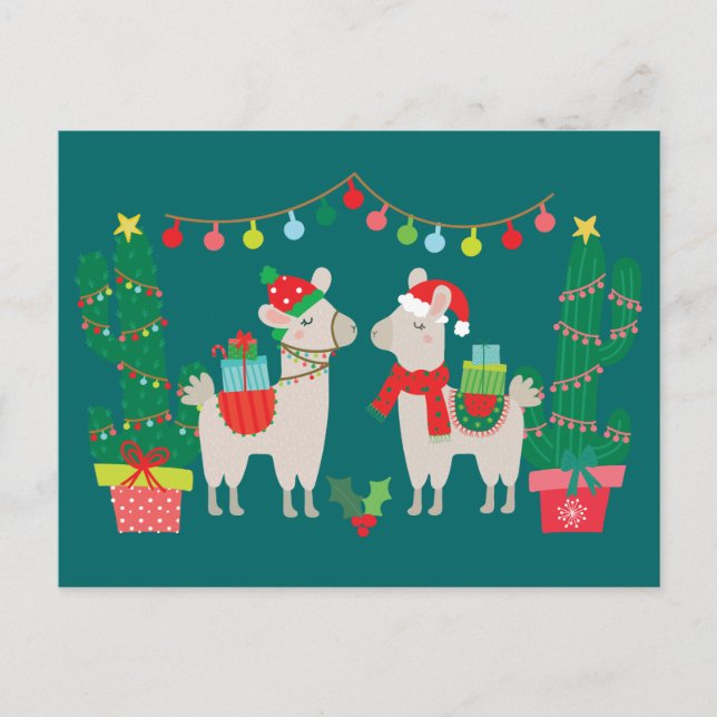 Christmas Llamas Postkarte (Vorderseite)