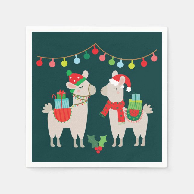 Christmas Llamas Serviette (Vorderseite)