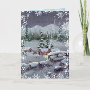 CHRISTMAS LOG CABIN VON SHARON SHARPE FEIERTAGSKARTE