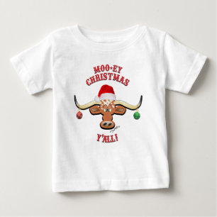 Christmas Longhorn Steer Baby T-shirt