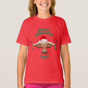 Christmas Longhorn Steer Girl's T - Shirt