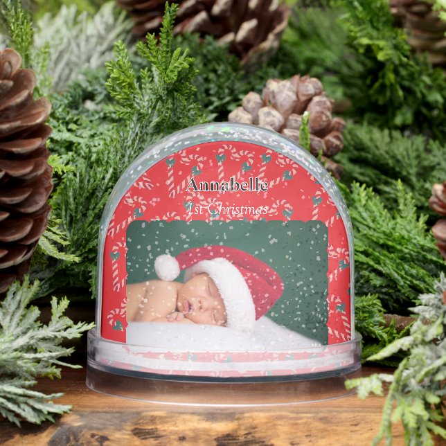 Christmas Love Candy Canes Baby Photo Schneekugeln (Winter)
