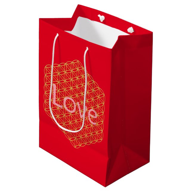 Christmas love flower of life Geschenkpapier Mittlere Geschenktüte (Vorderseite Schrägansicht)