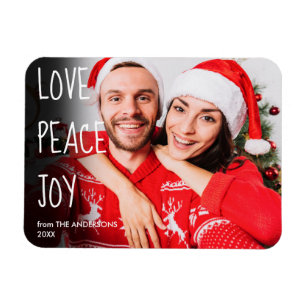 Christmas Love Peace Joy Modern Foto Holiday Magnet