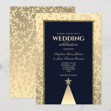 Christmas Luxury Gold Navy Blue Wedding