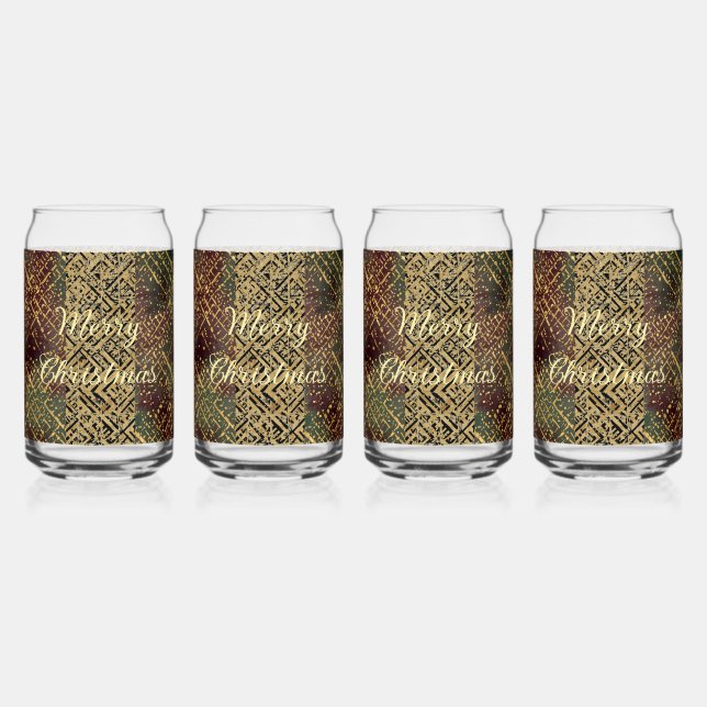 Christmas, Luxury Pattern, Red Gold Green Black Dosenglas (Vorderseite)