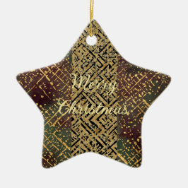 Christmas Luxury Pattern, Red Gold Green Black Keramik Ornament