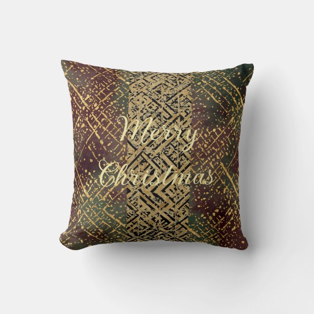 Christmas Luxury Pattern, Red Gold Green Black Kissen (Vorderseite)