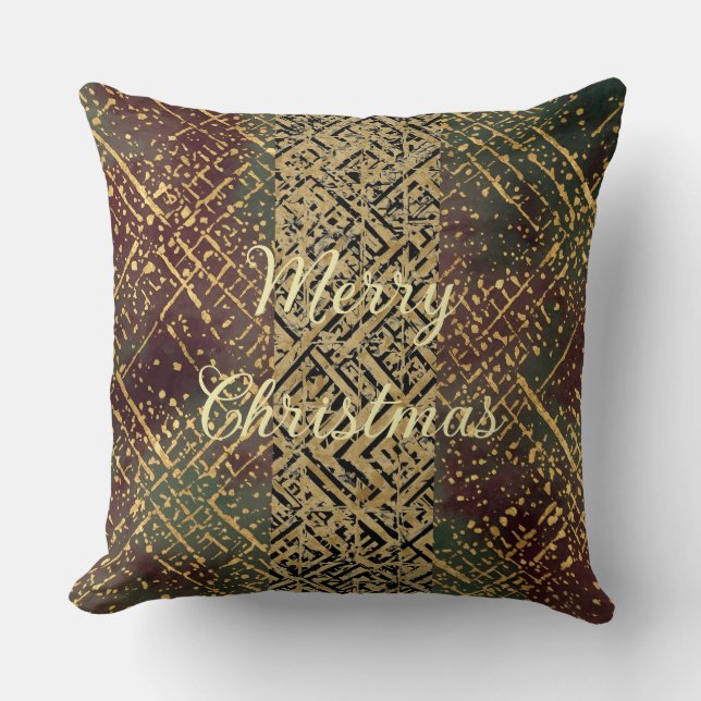 Christmas Luxury Pattern, Red Gold Green Black Kissen (Vorderseite)
