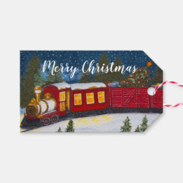Christmas Magic Vintag Red Steam Train Geschenkanhänger