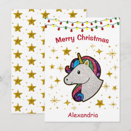 Christmas Magical Unicorn Glitzer Feiertagskarte