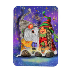 Christmas Magnet Geschenk Couple Gnomes singen