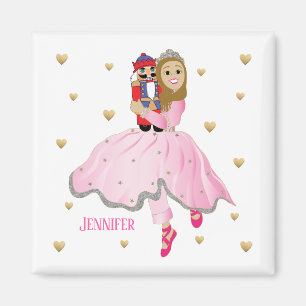 Christmas Magnet Square Nutcracker Lt Brwn Haair