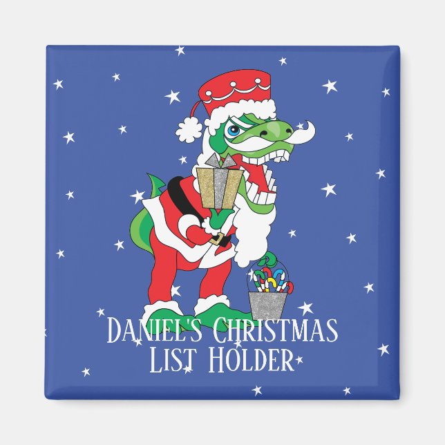 Christmas Magnet Square TySANTAsaurus Rex (Vorne)