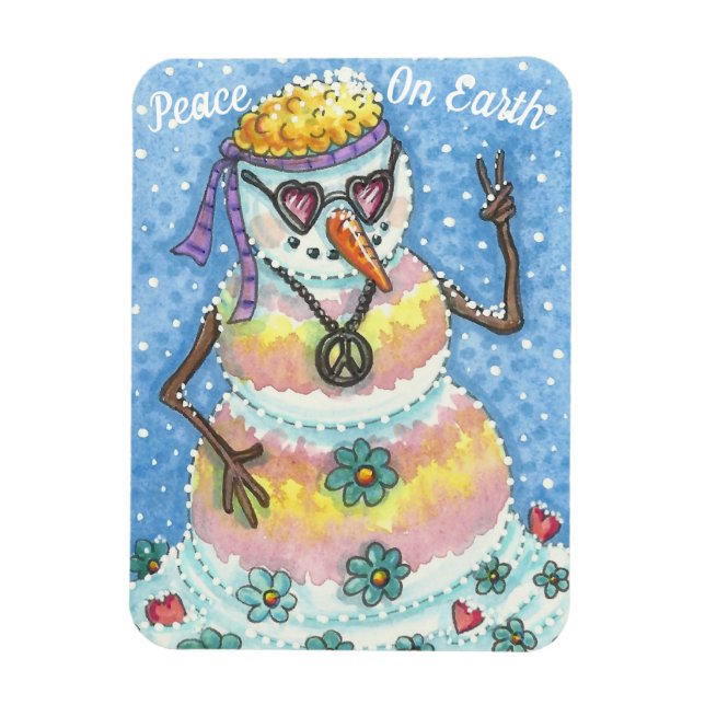 CHRISTMAS MAGNET super SNOWMAN "PAIX SUR TERRE" (Vertical)