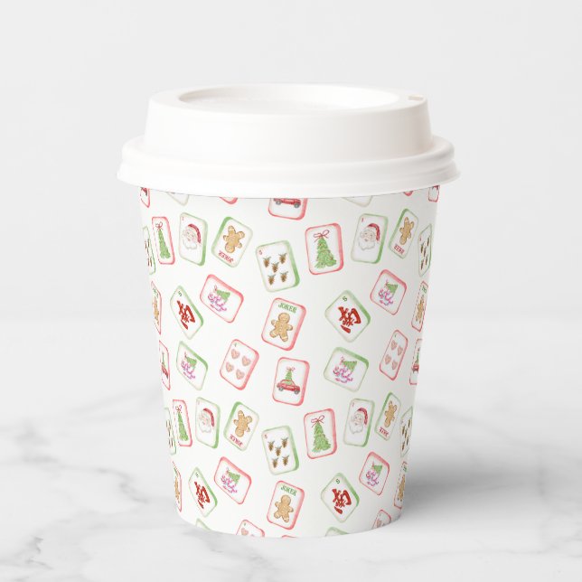 Christmas Mahjong Tiles Pappbecher (Vorderseite)