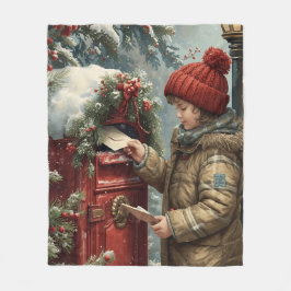 Christmas mailbox fleece blanket warm cozy winter 