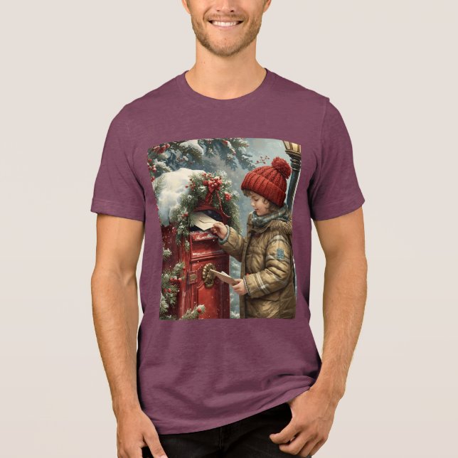Christmas mailbox t-shirt cute winter holiday Tri-Blend shirt (Vorderseite)