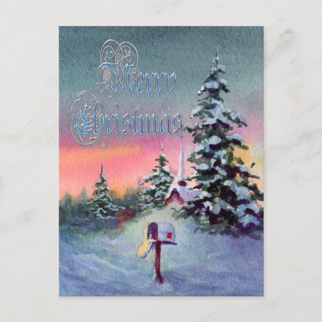 CHRISTMAS MAILBOX von SHARON SHARPE Feiertagspostkarte (Vorderseite)