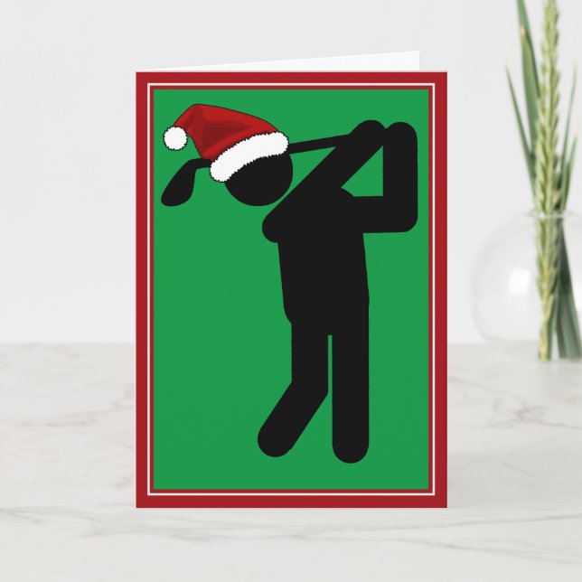 Christmas Male Golfer - Golf Symbol Feiertagskarte (Vorderseite)