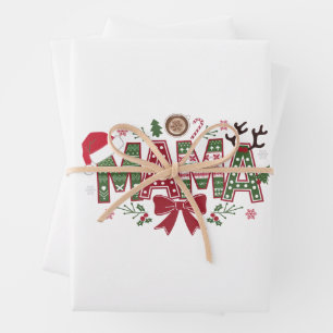Christmas Mama Coquette Bow Mama Claus Tree Cake Geschenkpapier Set