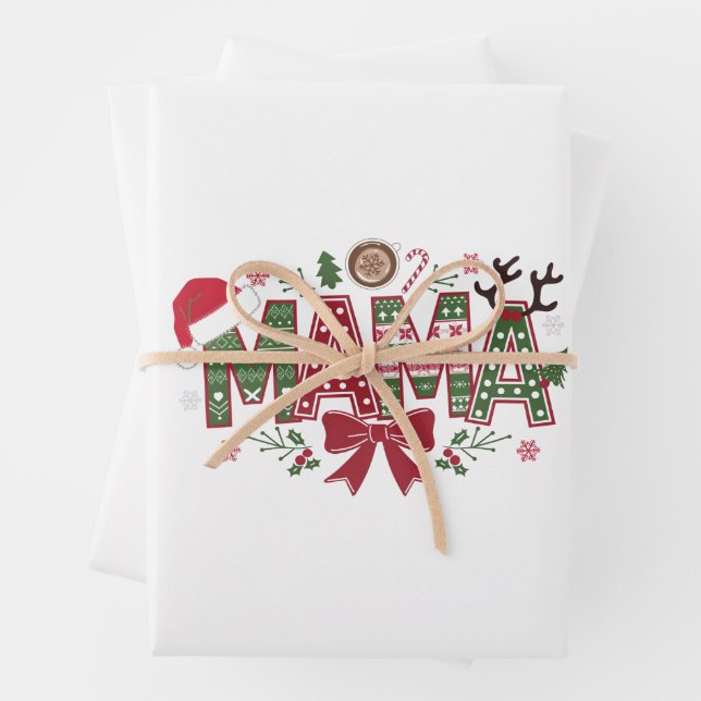 Christmas Mama Coquette Bow Mama Claus Tree Cake Geschenkpapier Set (Beispiel)