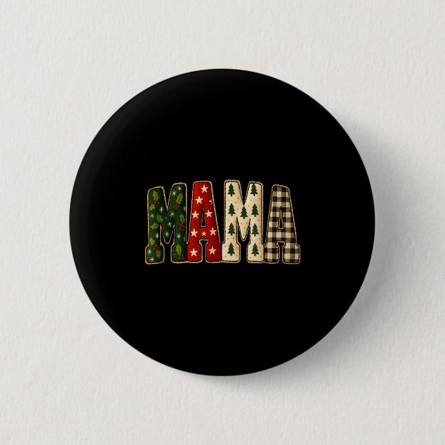 Christmas Mama,tree Buffalo Plaid Mama Funy Gift T Button (Vorderseite)