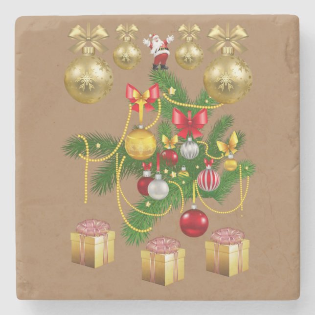Christmas Marble Stone Untersetzer (Vorderseite)