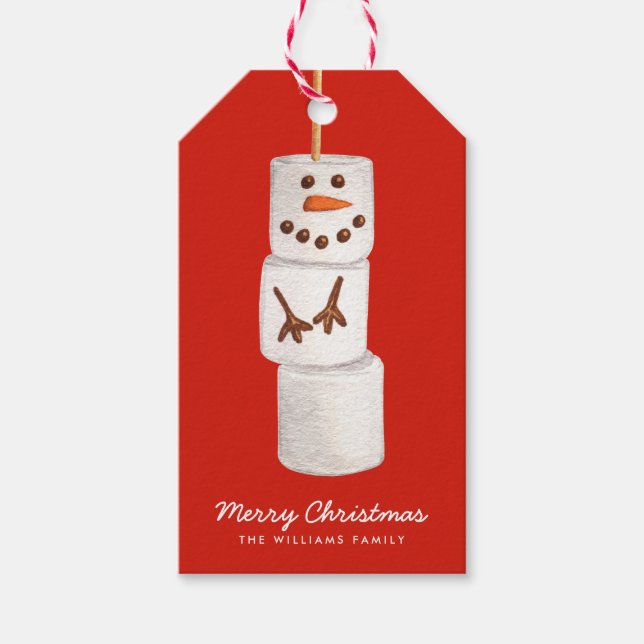 Christmas Marshmallow Snowman Geschenkanhänger (Vorderseite)