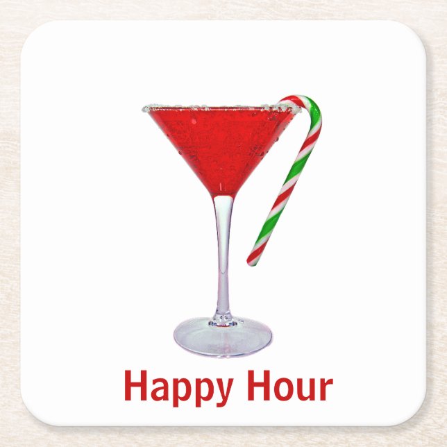 Christmas Martini Glass Rechteckiger Pappuntersetzer (Vorderseite)