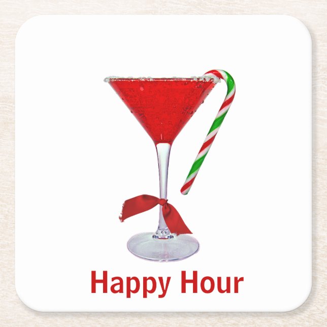 Christmas Martini Glass S Rechteckiger Pappuntersetzer (Vorderseite)