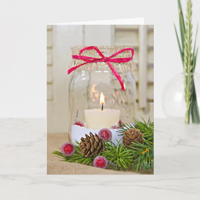 Christmas Mason Jar Feiertagskarte (Vorderseite)