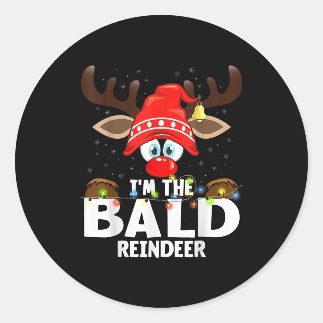 Christmas Matching I'm The Bald Reindeer  Runder Aufkleber (Vorderseite)