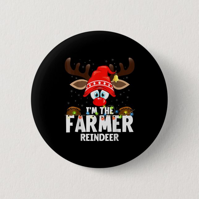 Christmas Matching I'm The Farmer Reindeer  Button (Vorderseite)