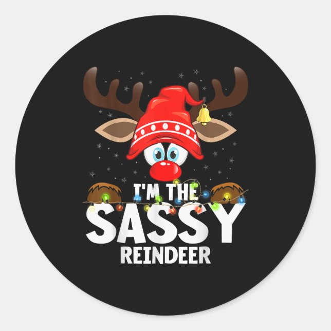 Christmas Matching I'm The Sy Reindeer  Runder Aufkleber (Vorderseite)