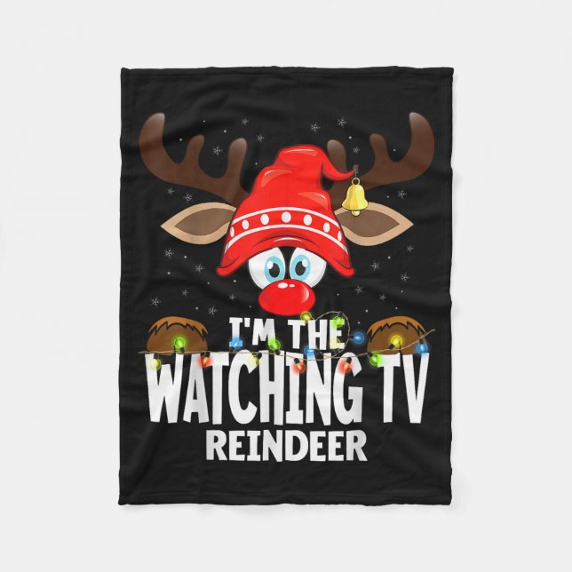 Christmas Matching I'm The Watching Tv Reindeer  Fleecedecke (Vorderseite)