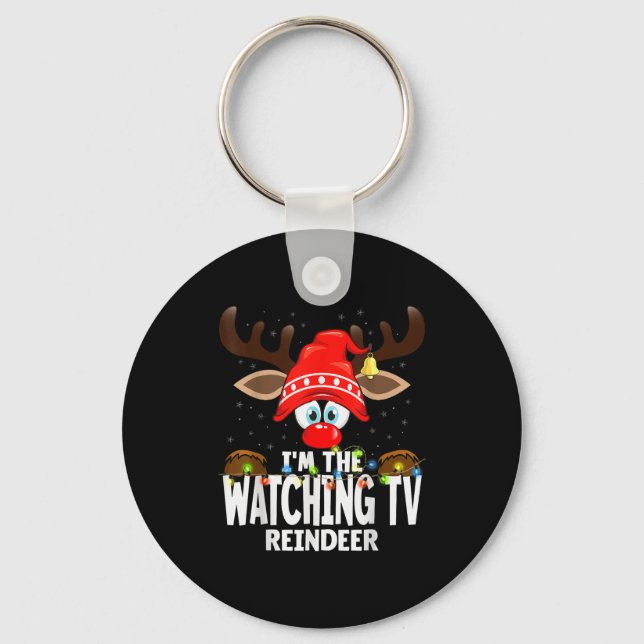 Christmas Matching I'm The Watching Tv Reindeer  Schlüsselanhänger (Vorderseite)