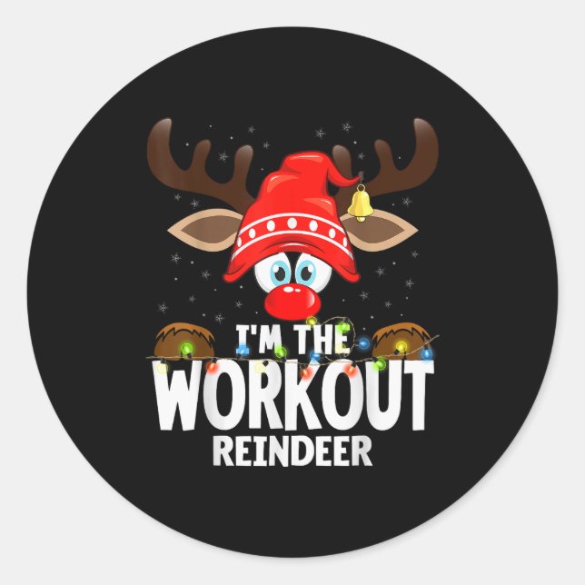 Christmas Matching I'm The Workout Reindeer  Runder Aufkleber (Vorderseite)