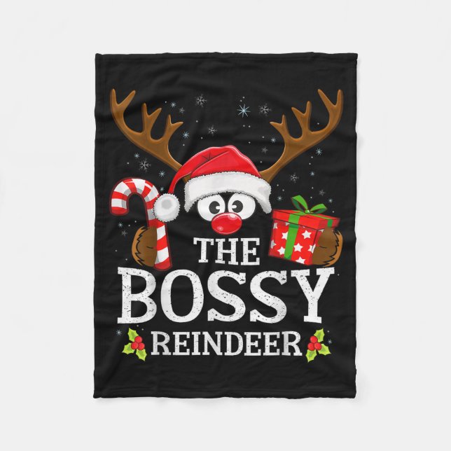Christmas Matching The Bossy Reindeer Family  Fleecedecke (Vorderseite)