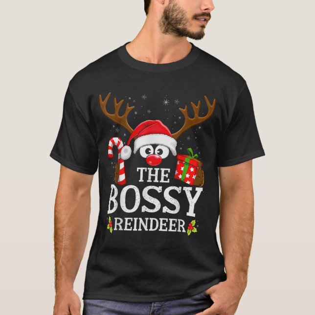 Christmas Matching The Bossy Reindeer Family  T-Shirt (Vorderseite)